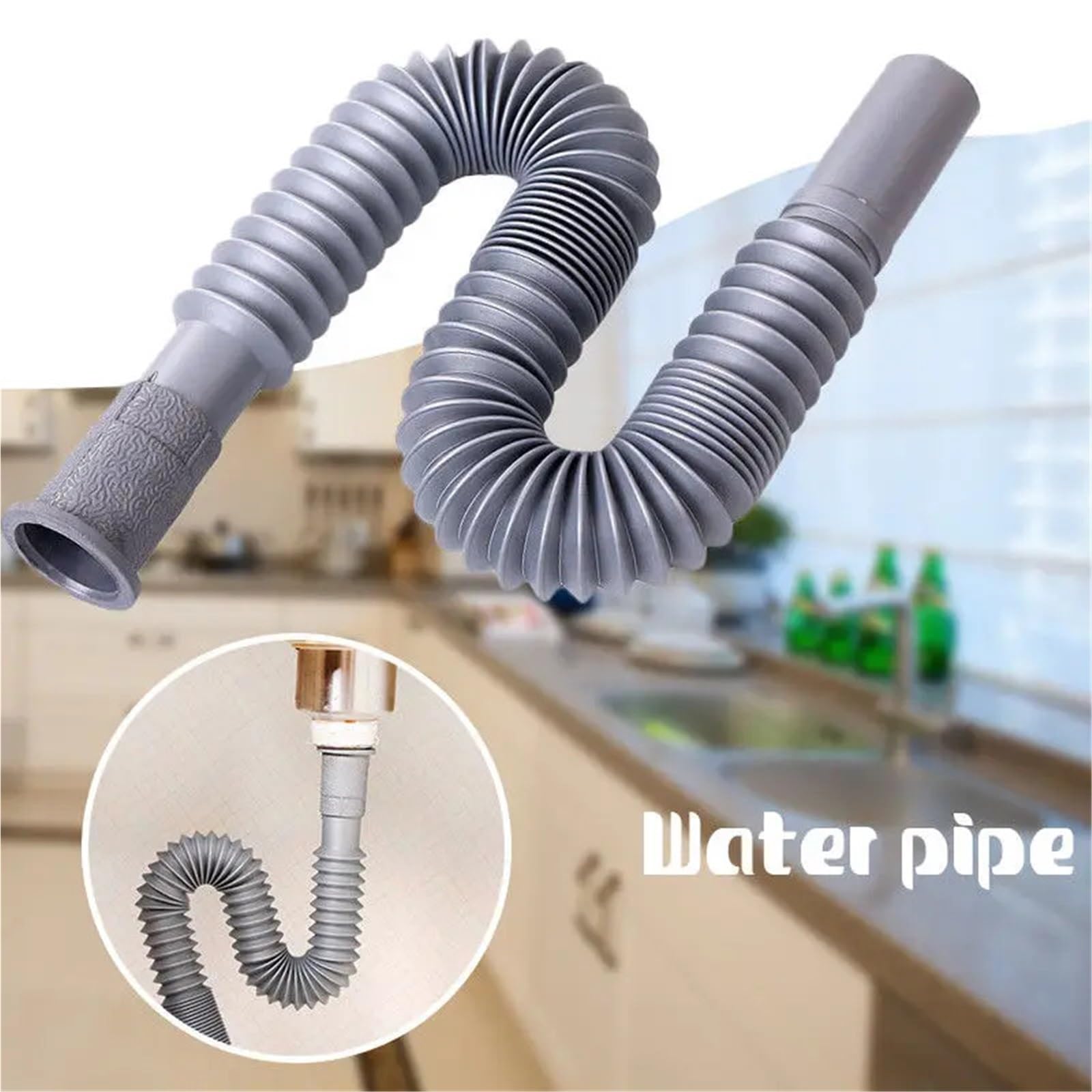 2 mangueras de drenaje plástico universales, flexibles, for fregadero cocina, lavabo, baño, y mejoras del hogar