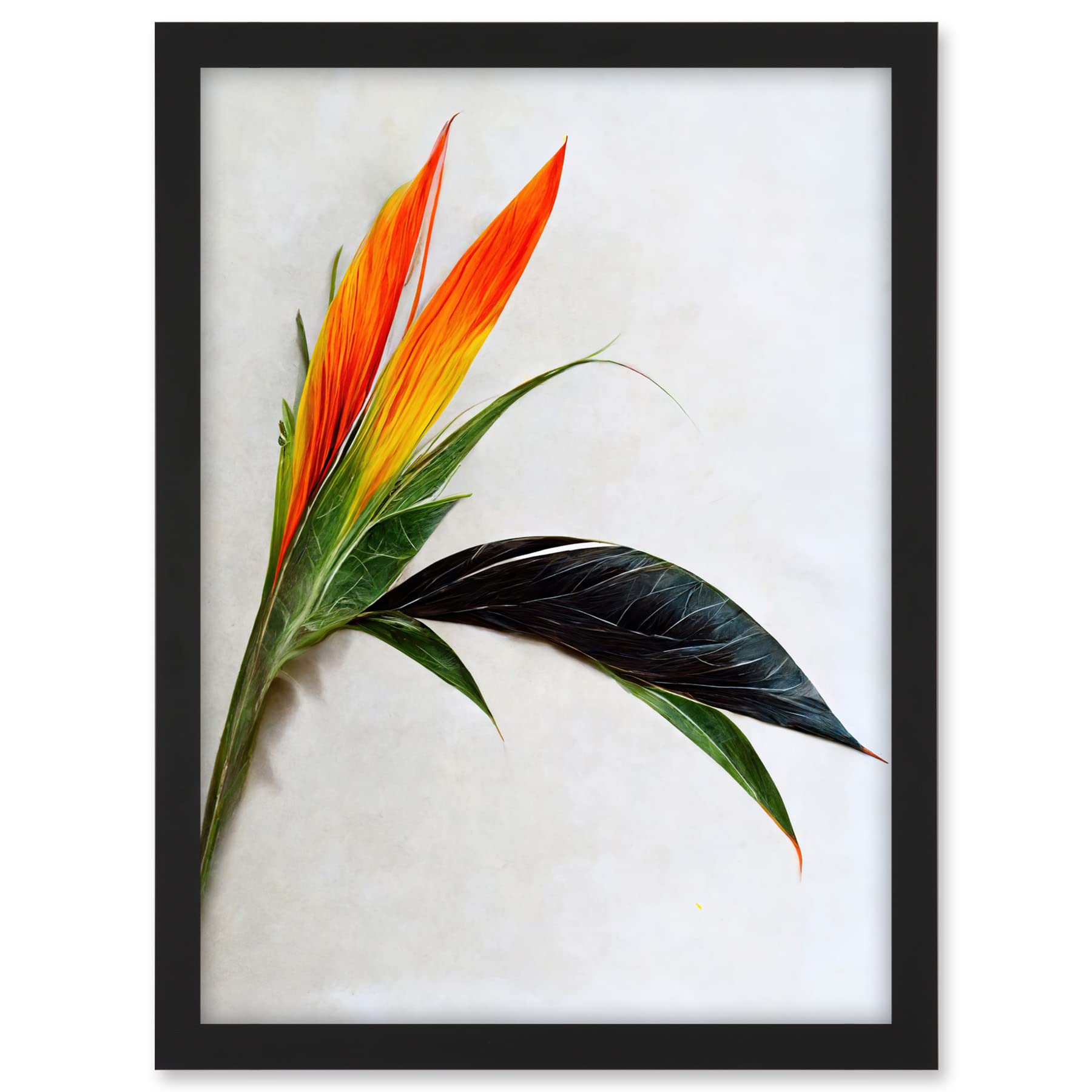 Wee Blue Coo Tropical Plant Bird of Paradise Flower Botanical Bloom Artwork Framed A3 Wall Art Print
