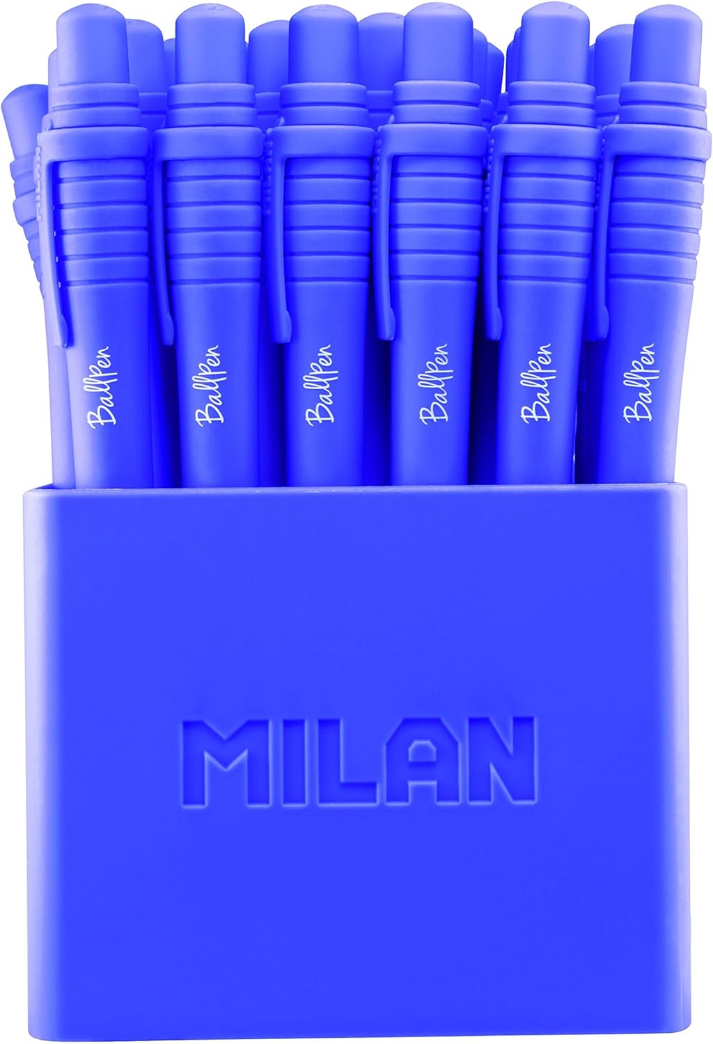 MILAN A.C Bote 40 bolígrafos Mini P1 Touch azules, white