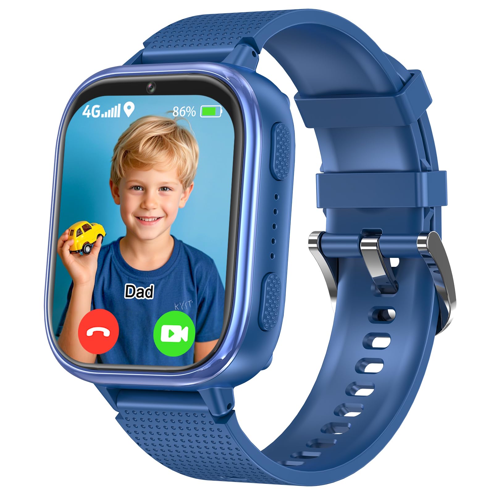 kaacly Reloj Inteligente NiƱo 4G con GPS Videollamadas HD Chat Familiar SOS TelƩfono,IP68 Resistente al Agua, Smartwatch NiƱos Regalos para NiƱos NiƱas 6-13 aƱos (Blue)