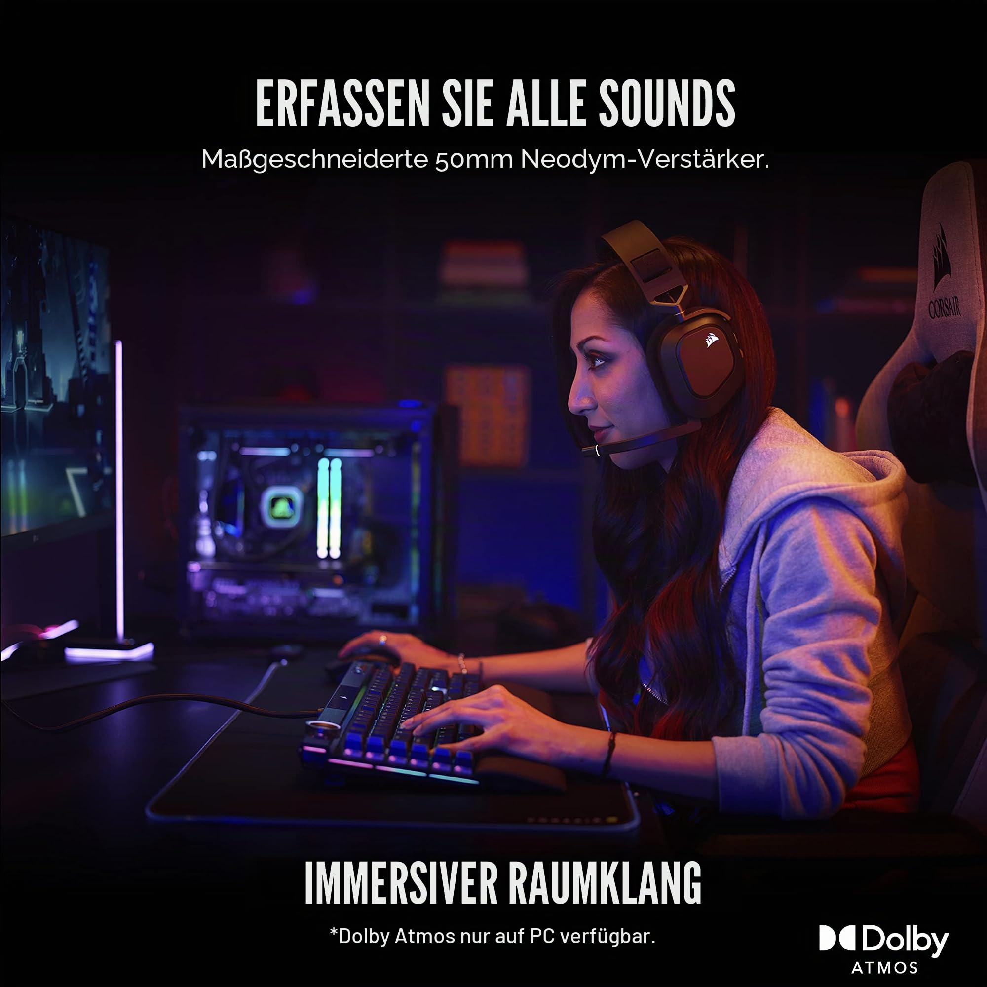 Sennheiser Profile Streaming Set mit USB Mikrofon & Corsair HS80 RGB Wireless Multiplattform-Gaming-Headset - Dolby Atmos - Omnidirektionales Mikrofon - iCUE-Kompatibel - PC, Mac, PS5, PS4 - Carbon