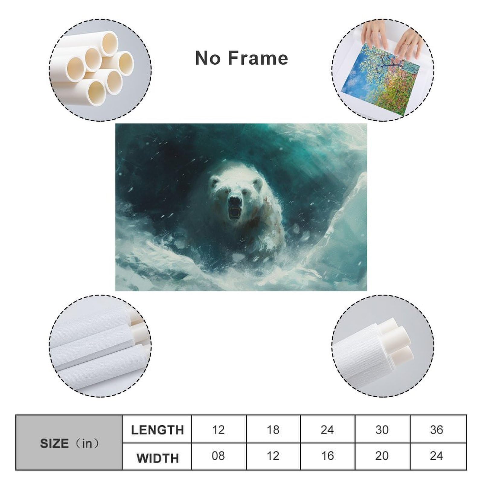 Amazon.co.jp: 絵画 吹雪の中のシロクマ アートパネル ポスター