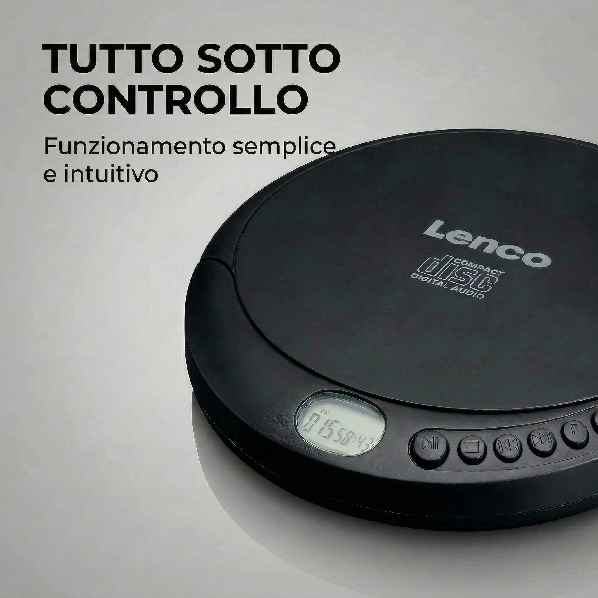 Lenco CD-010 Lettore CD portatile Walkman Nero con cuffie e cavo micro USB