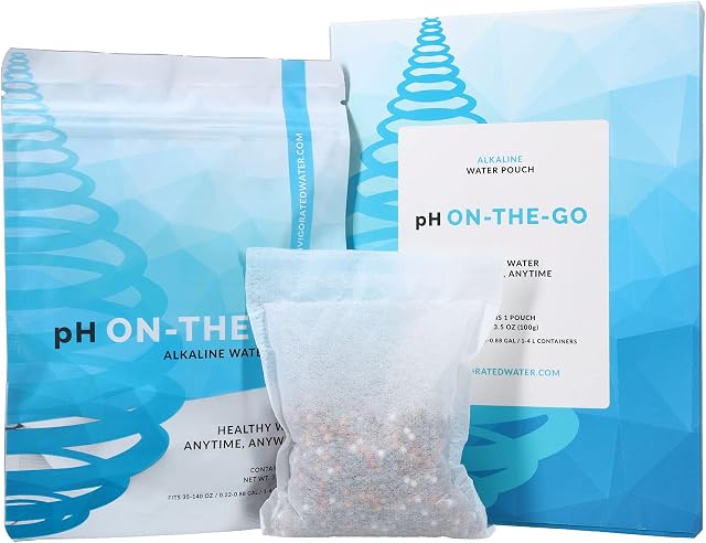 PH On-The-Go Alkaline Water Filter Pouch - Portable Water Filtration System for Water Bottles, Jugs, Pitchers - High pH Ionized Filter for Pure Drinking Water - 400 Liters/105 Gallons - Pack of 1