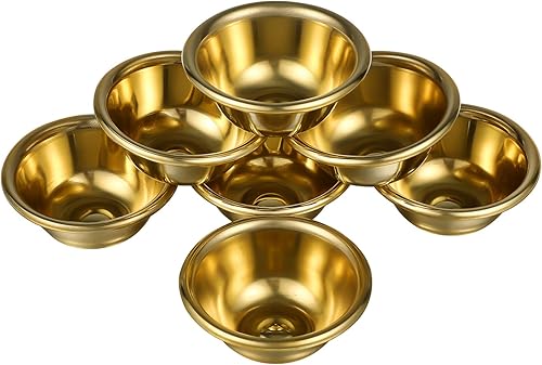 HOMSFOU 7 uds Cobre Ofrenda Tazón Tazas Buddha Adoración Sacrificial Tazas de Té para el Hogar Budista Suministros 2.8 in