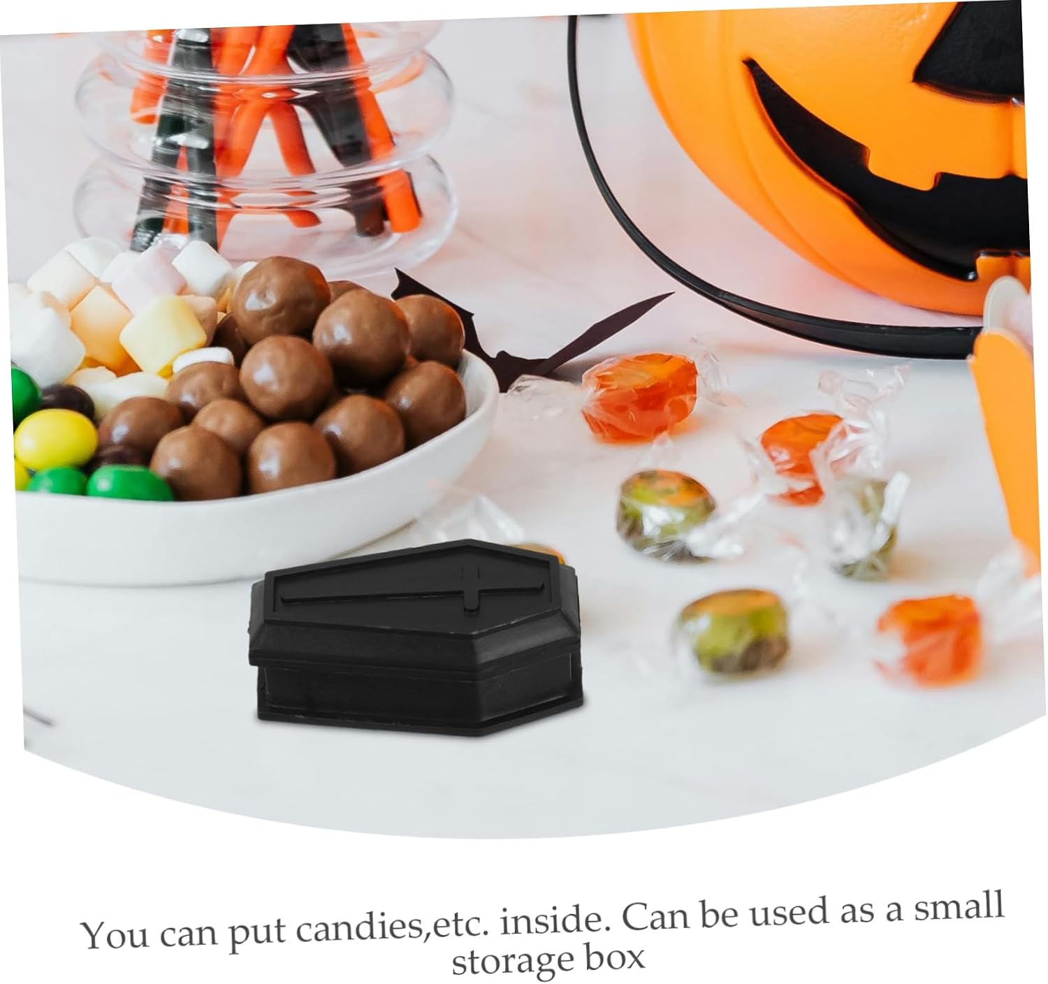 GARVALON 5pcs Coffin Ornament for Halloween Decor Miniature Haunted House Prop Creepy Coffin Model for Parties and Home Decoration for Spooky Atmosphere