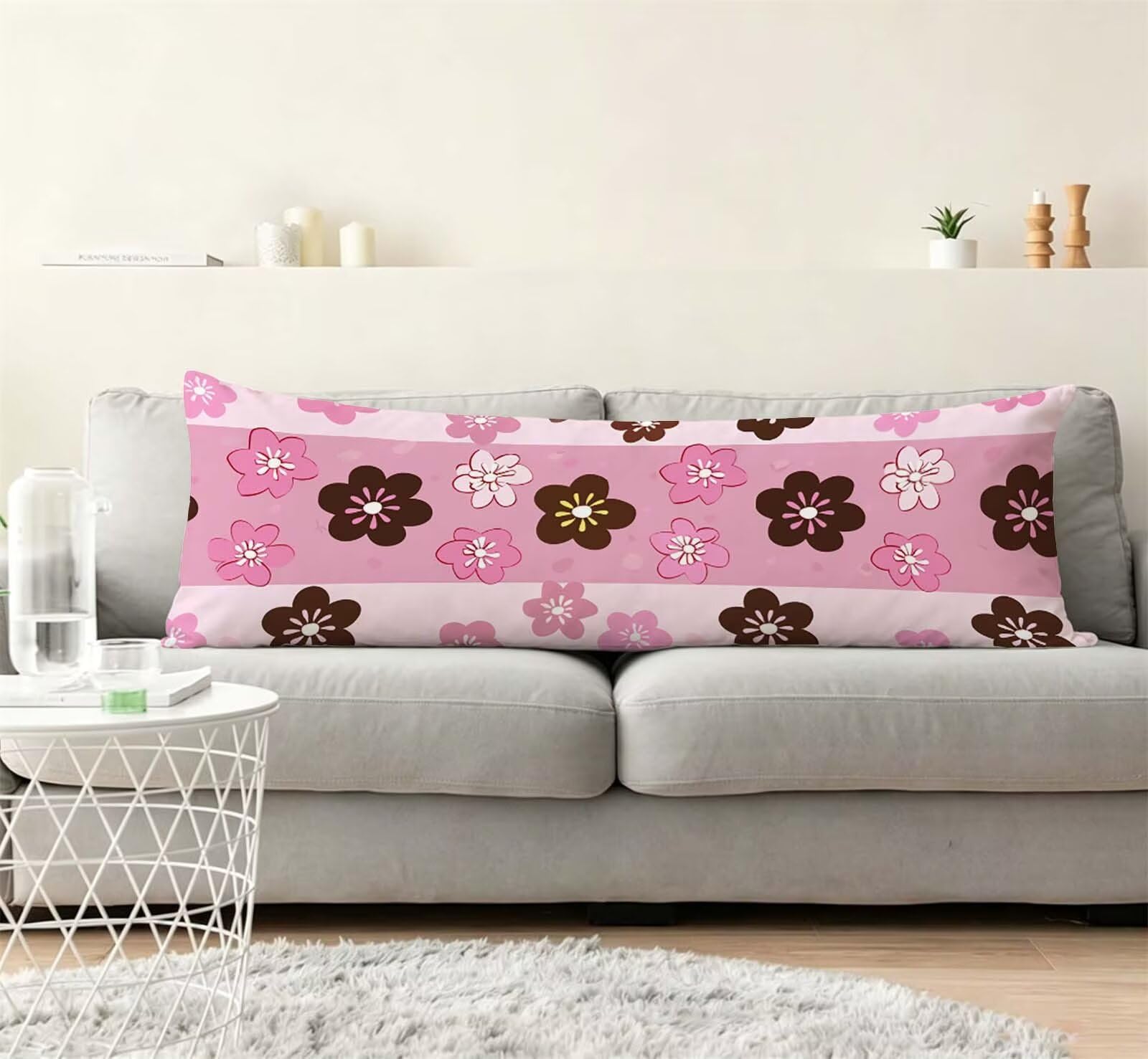 Fodera Cuscino 50 x 150 cm, Rosa-23 Velluto Copricuscini Letto, | con Invisibile Cerniera, Morbida e Traspirante, per biancheria da letto, divano, hotel, chi dorme sul fianco Fiore-7 j-149