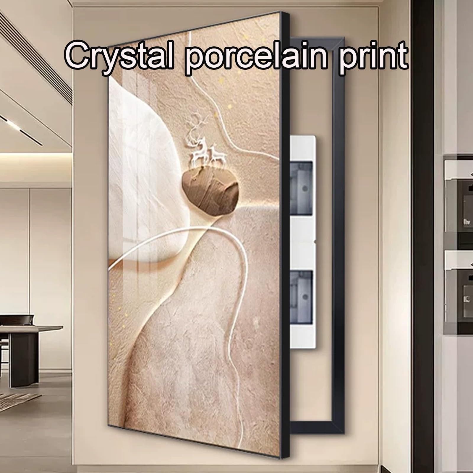 Tapa Cuadro Electrico Vertical, Cubre Cuadro Electrico, Tapa Contador Luz Decorativa,Simple Contadores Decoración Ocultar Pinturas para Salón, Pasillo(Black 2,70X140cm/27.6X55.1in)