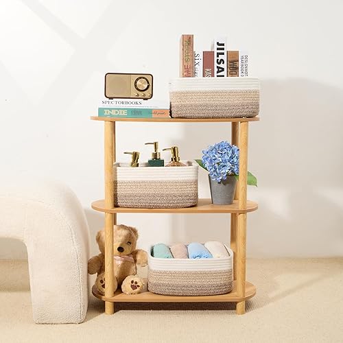 Vista 198 de Cestas de almacenamiento pequeñas para organizar Contenedores organizadores de armario Cesta de juguetes para estante Cestas de cuerda tejida