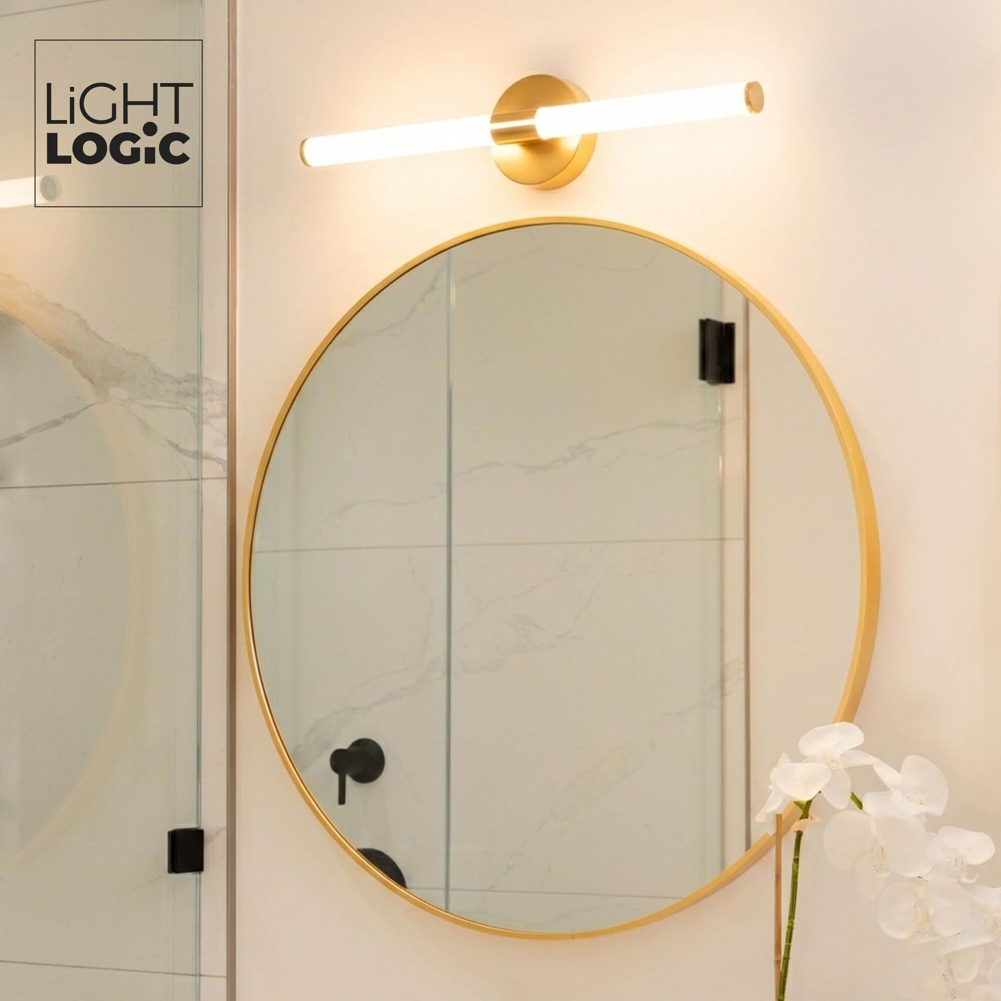Applique miroir LED salle de bain or 60 cm – 8W – IP44 – Éclairage uniforme au-dessus du miroir – Finition dorée (seule couleur)