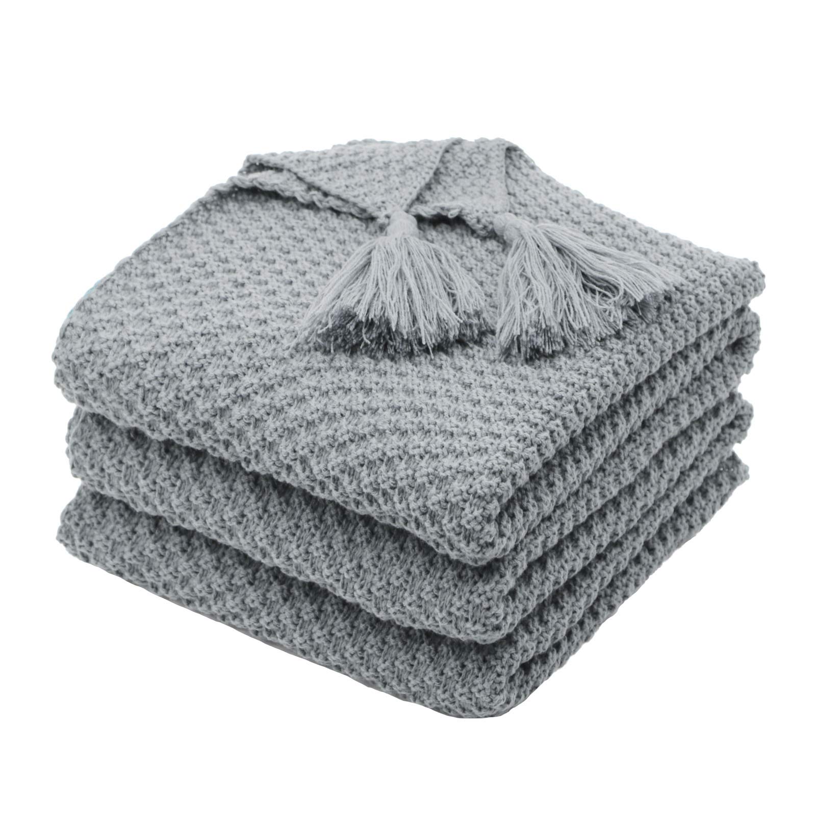 MokoyaKnit Blanket, Cozy, Soft Blanket Machine Washable, Throw Blanket for Couch, Decorative Bed Blankets, Grey Throw Blanket (50"x60",Light Grey)