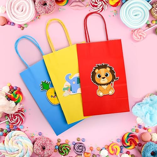 Miniatura 4 de Suwimut 100 bolsas pequeñas de papel de regalo con asas, 5.1 x 3.25 x 8.27 pulgadas, bolsas de papel kraft para recuerdos de fiesta, bolsa de