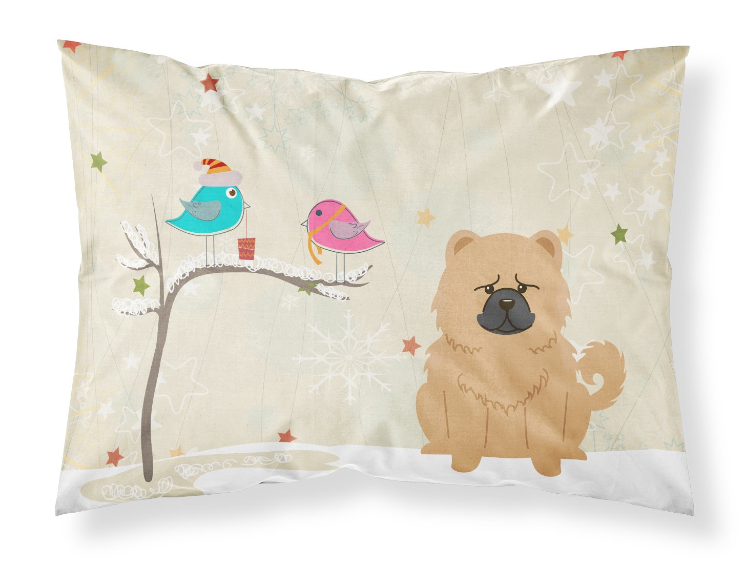 Taie d'oreiller Chow Chow Crème, l'idée cadeau de Noël idéale entre amis amoureux des chiens