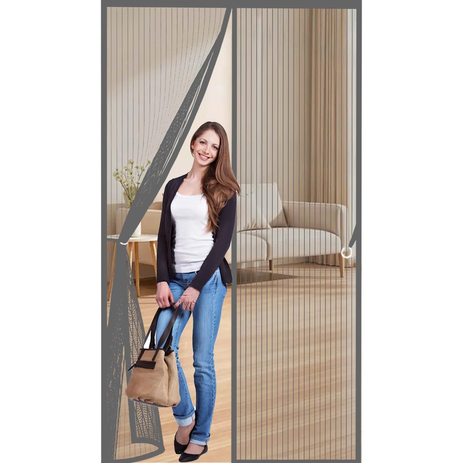 Feijdon Grey Fly Nets 109 X 195 Cm Durable, Keeps Bugs Out, Kid And Pet Friendly Screen Doors With Magnets Lets Fresh Air In, Hundreds Of Sizes,