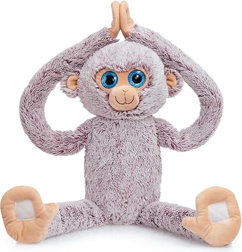 Miniatura 8 de Muñeco de mono colgante de peluche, lindo animal de peluche de regalo para niños, nietos, amigos y familiares, gris, 68.58 cm