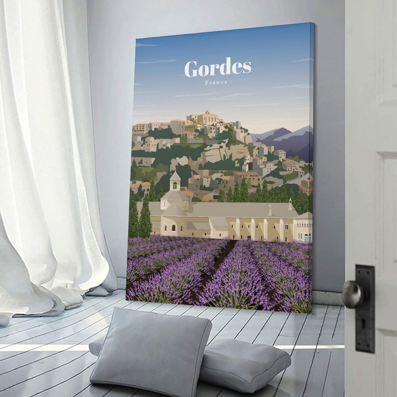 Junmoney Frame-Travel To Gordes Travel To Gordes Canvas Wall Decor 20X30inch(50X75cm), For Study, Office Or Focused Interiors, Wall Art That Adds Style To Work Areas