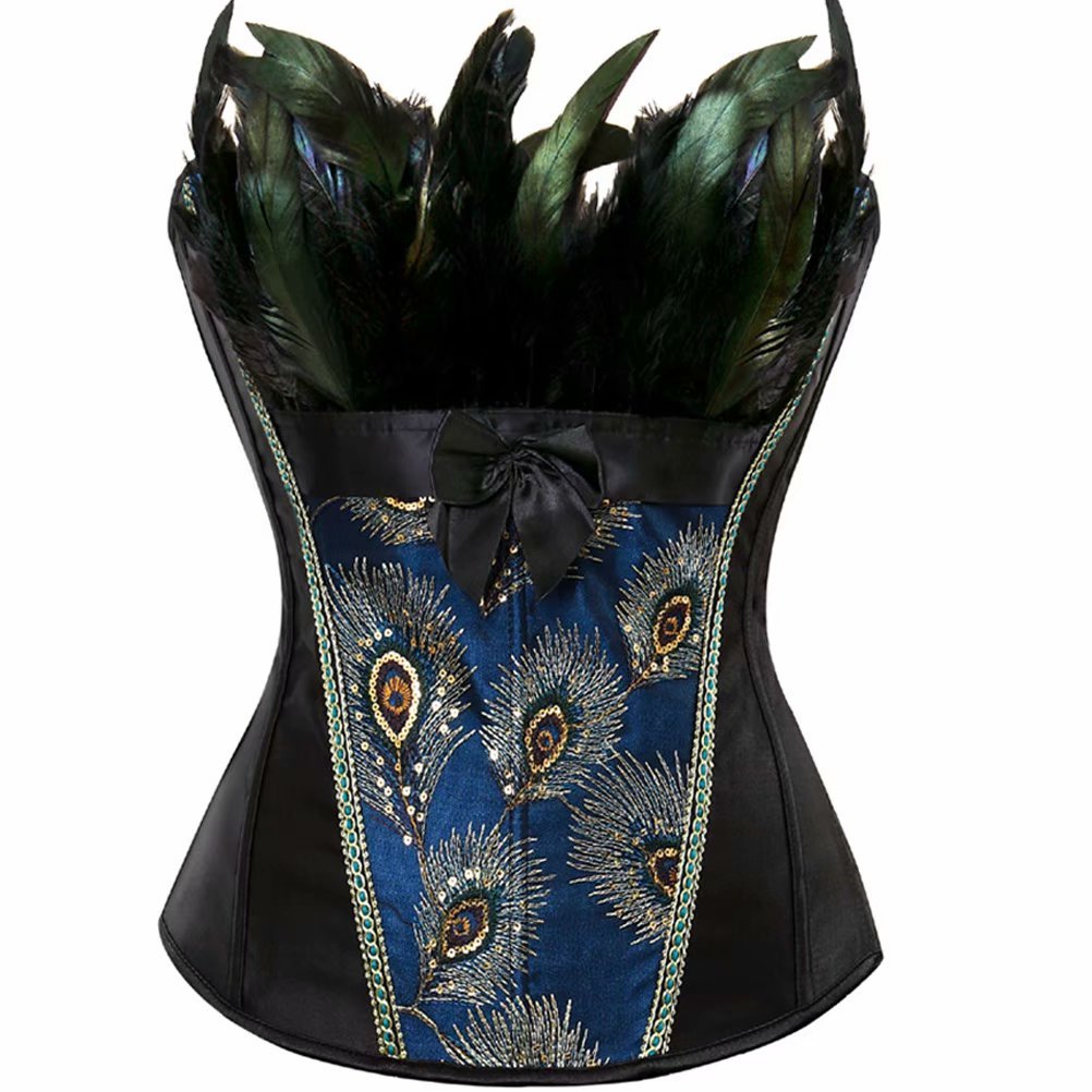 Corset Top Bustier Lingerie for Women Zipper Front Flower Sexy Burlesque Vintage Large 2871black