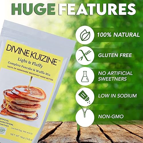 Miniatura 4 de DivineKuizine - Mezcla completa ligera y esponjosa para panqueques y waffles, fácil de usar, mezcla de panqueques caseros, tortitas fáciles, mezcla