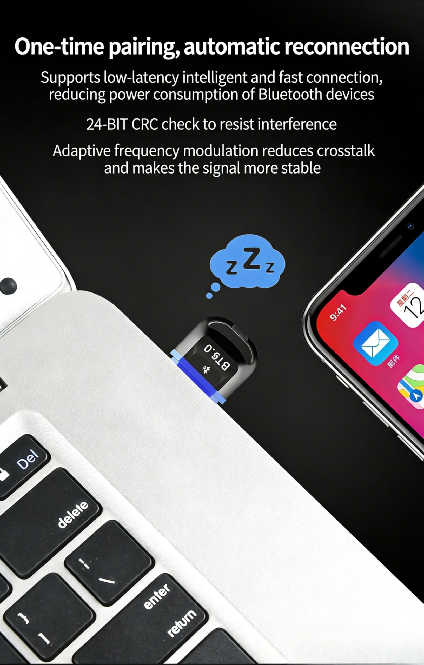 Bluetooth 6.0 adapter Dongle, USB Bluetooth adapter do komputera stacjonarnego, laptopa, komputera, zestawu słuchawkowego, klawiatury, myszy, Bluatooth stereo, do Windows 11/10/8.1
