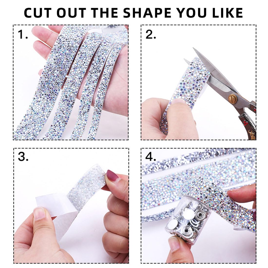 Nastri Adesivi Con Strass Diamantati - 2 Rotoli Da 10mm X 0,91m Per Decorazioni Fai Da Te E Artigianato - Foto 11