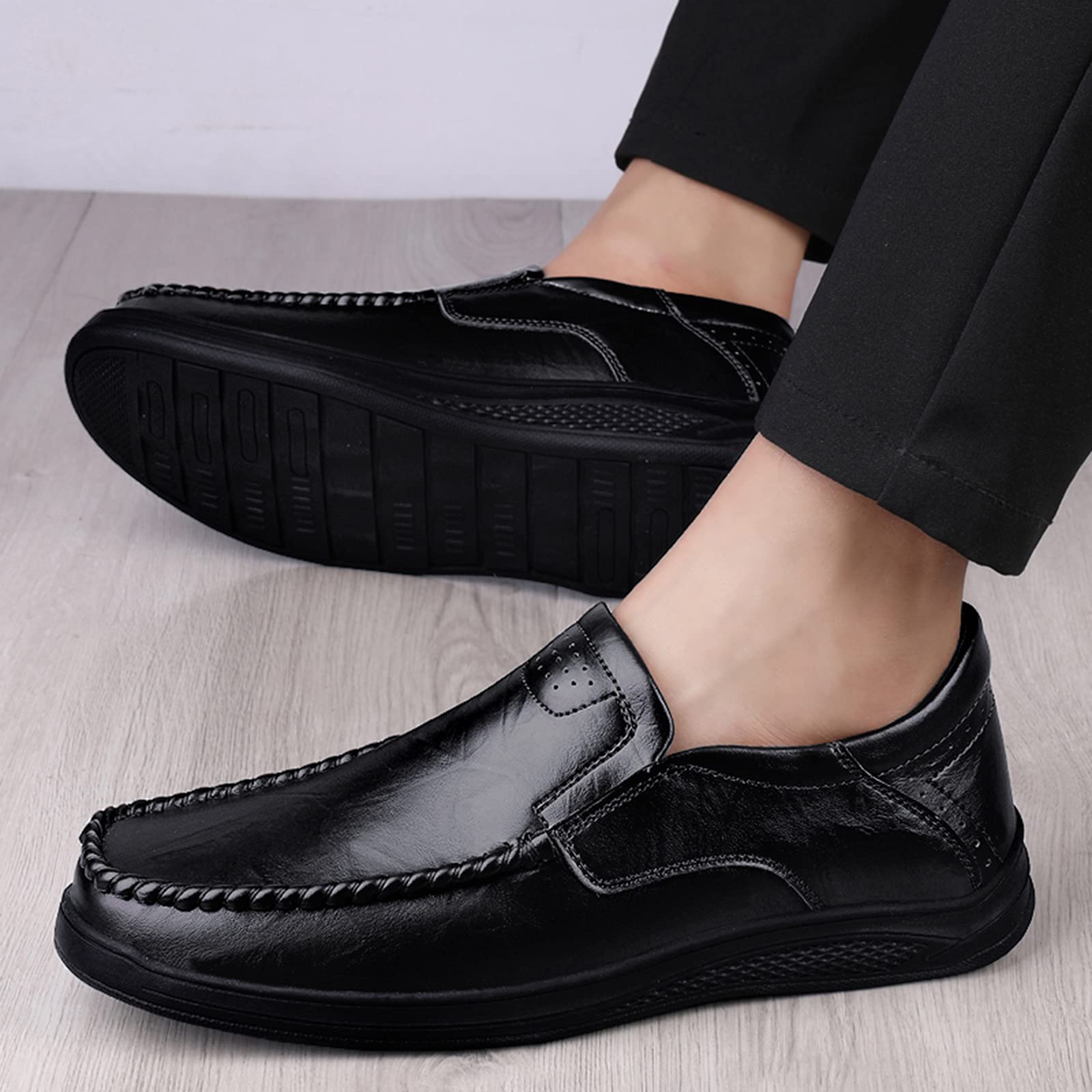 Hombres Casual Slip On Mocasines Zapatos de conducción Vestido de Cuero Mocasines Zapatillas Walking Boat Shoe Flats