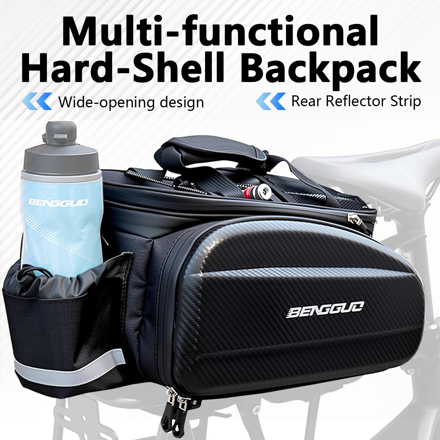 Fahrradtasche für Gepäckträger, 30L Skalierbar Wasserdicht & Reflektierend Fahrrad Gepäckträgertasche mit Schulterriemen und Mehreren Fächern, Multifunktionale Hinter Rücksitztasche für Radfahren
