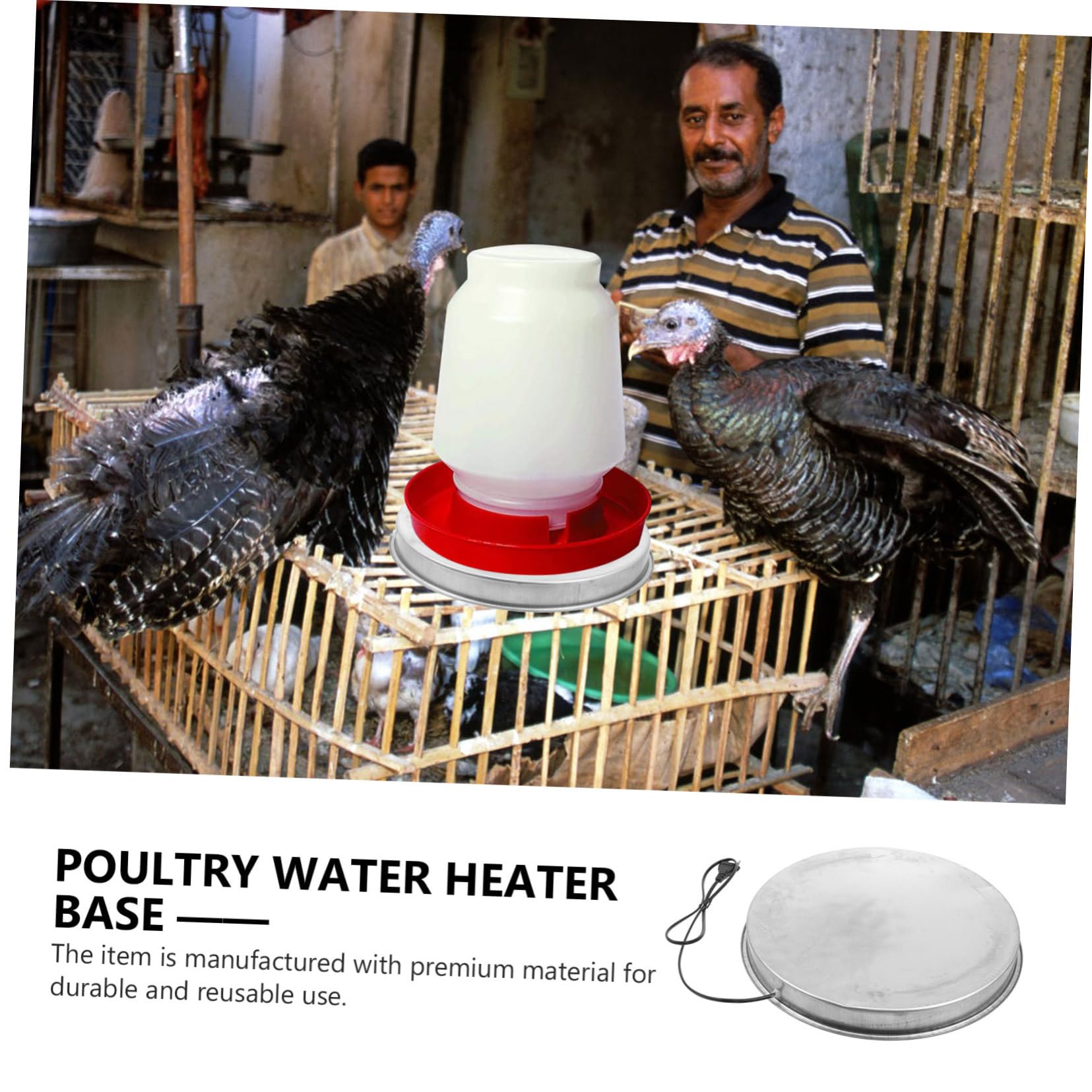 Base Calefactora para Bebederos de Aves de Corral en Invierno | Metal, Control Termostático, Desconexión Automática de Seguridad, para Bebedero de Mascotas y Aves