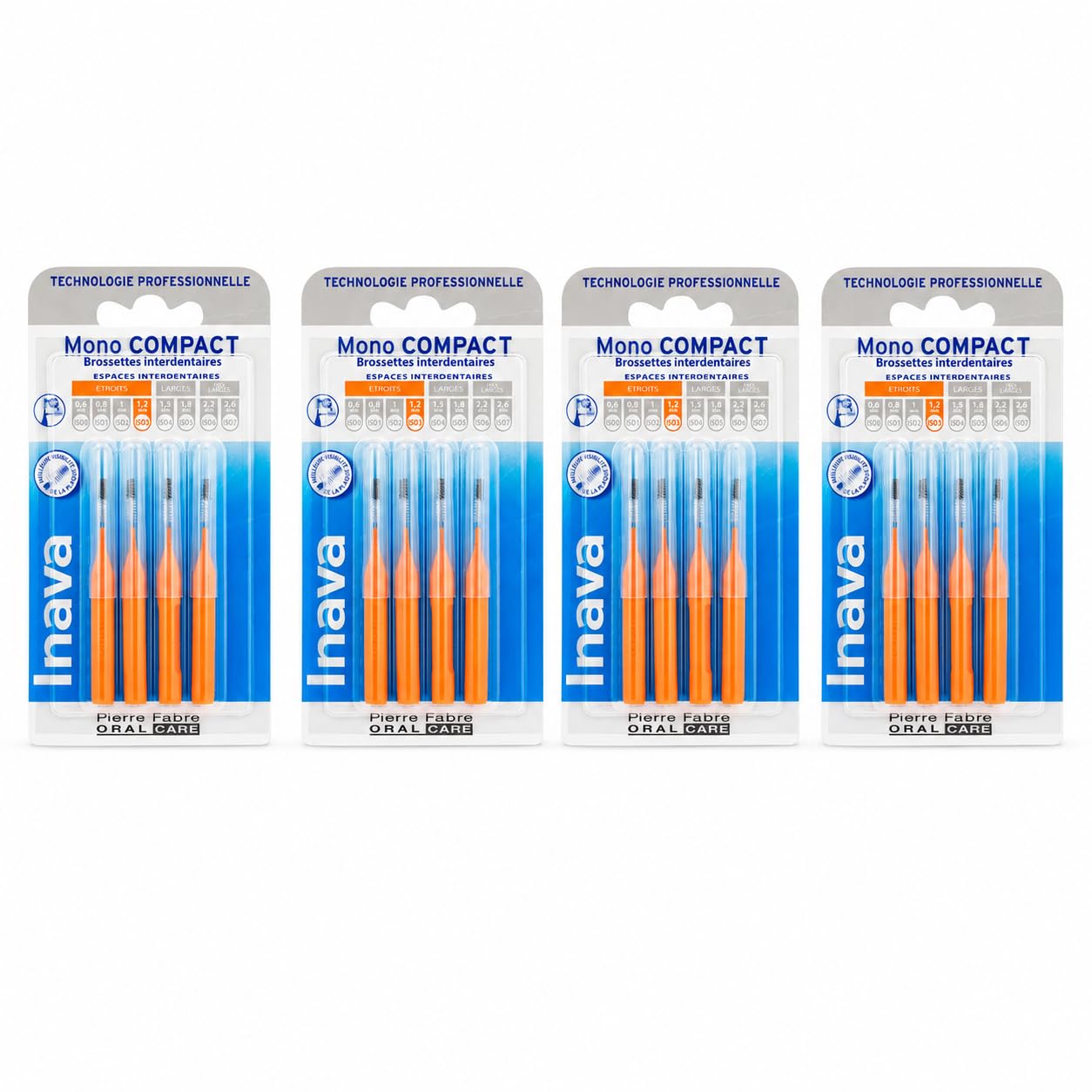 Mono Compact Brossettes Interdentaires Orange ISO 3 1,2 mm Lot de 4