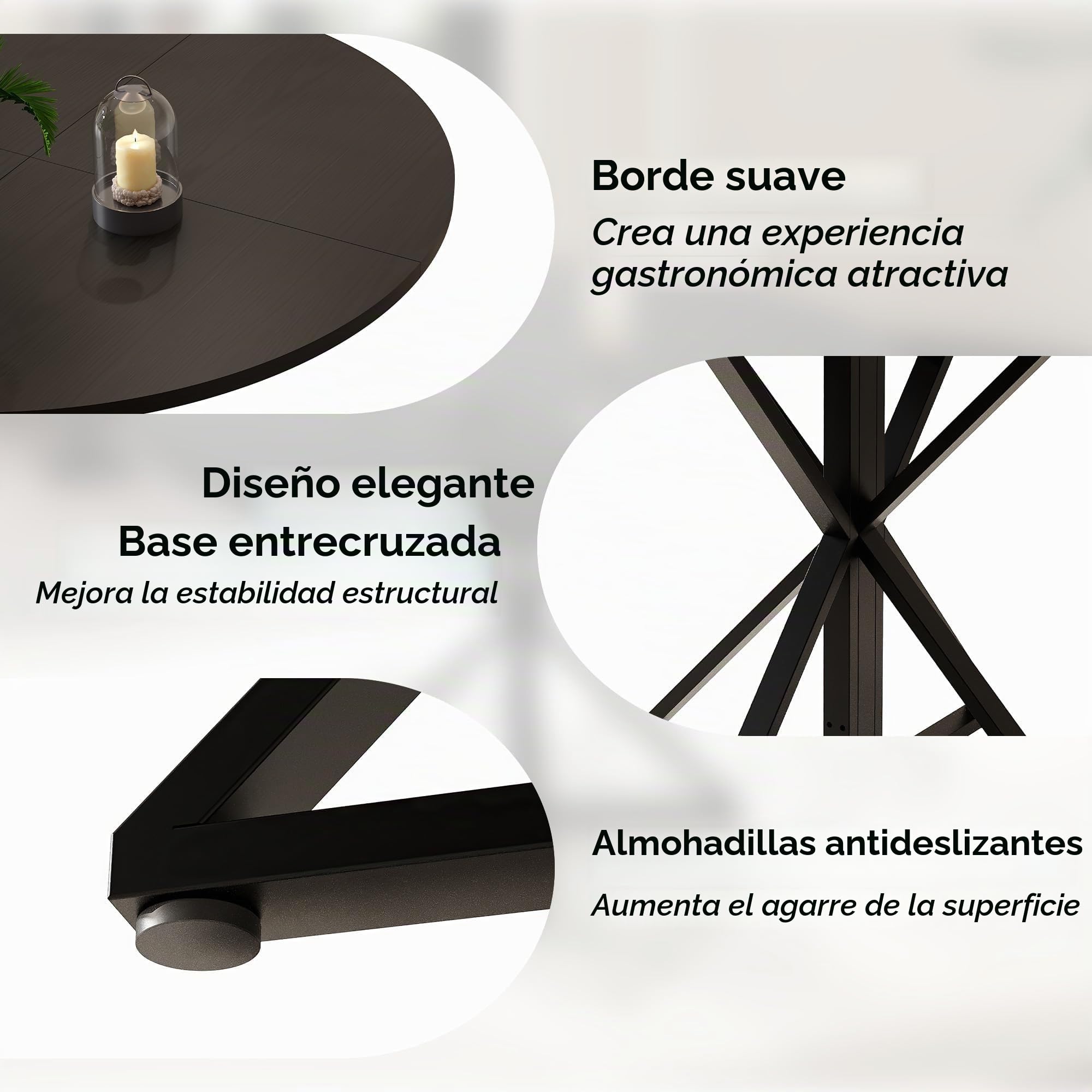 Garvee Mesa De Comedor Redonda De 120 Cm para 4 Personas, Diseño Moderno De Estilo Rústico, Ahorra Espacio, Base De Pedestal De Madera y Metal