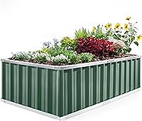 Vista 18 de KING BIRD - Cama de jardín elevada galvanizada con 2 métodos de instalación para bricolaje, caja de kit de maceta elevada de 101 x 36 x 18 pulgadas