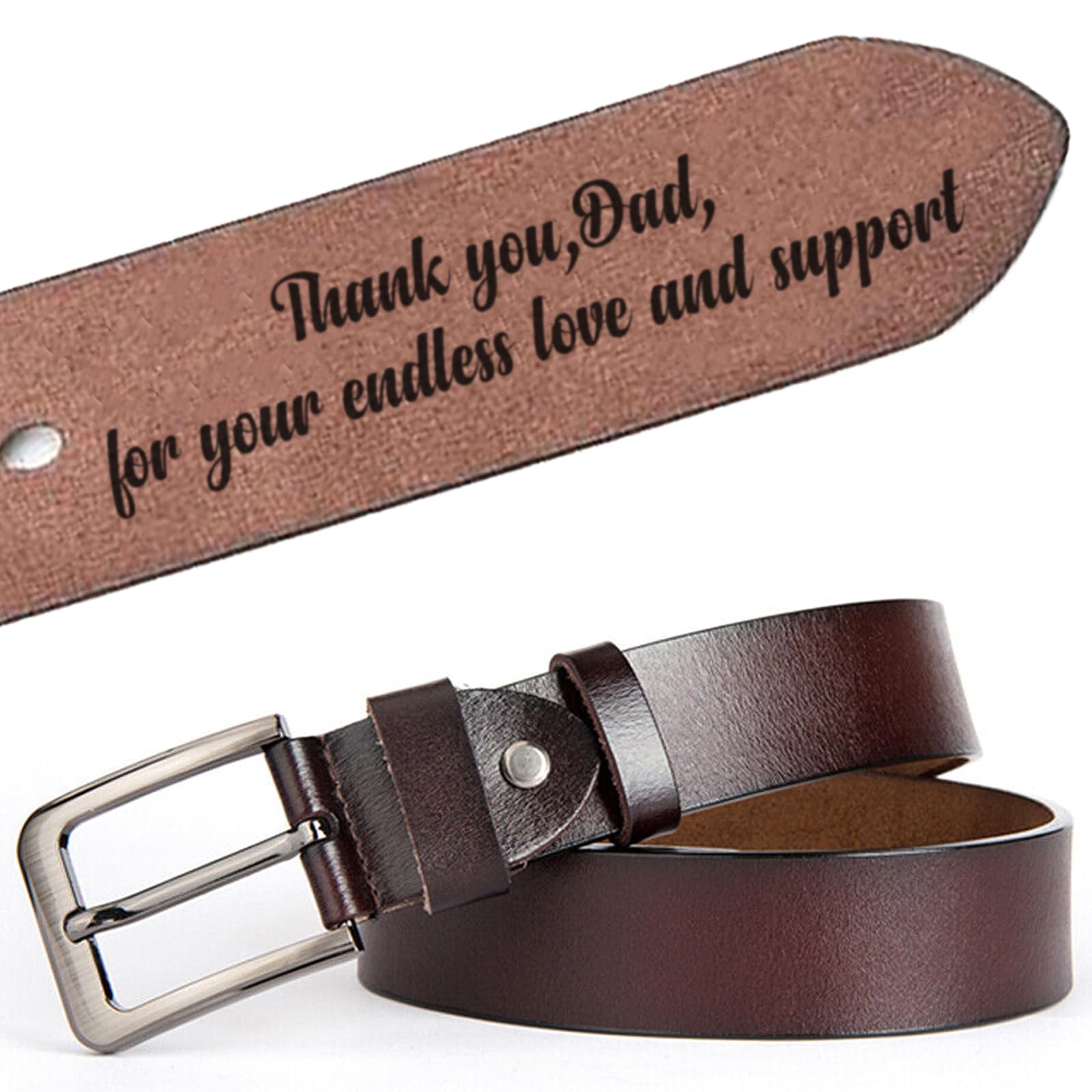 Asakora Personalized Belts for Men, Custom Name Engraved Leather Belts for Husband Dad Boyfriends Grooms Father Day Gifts