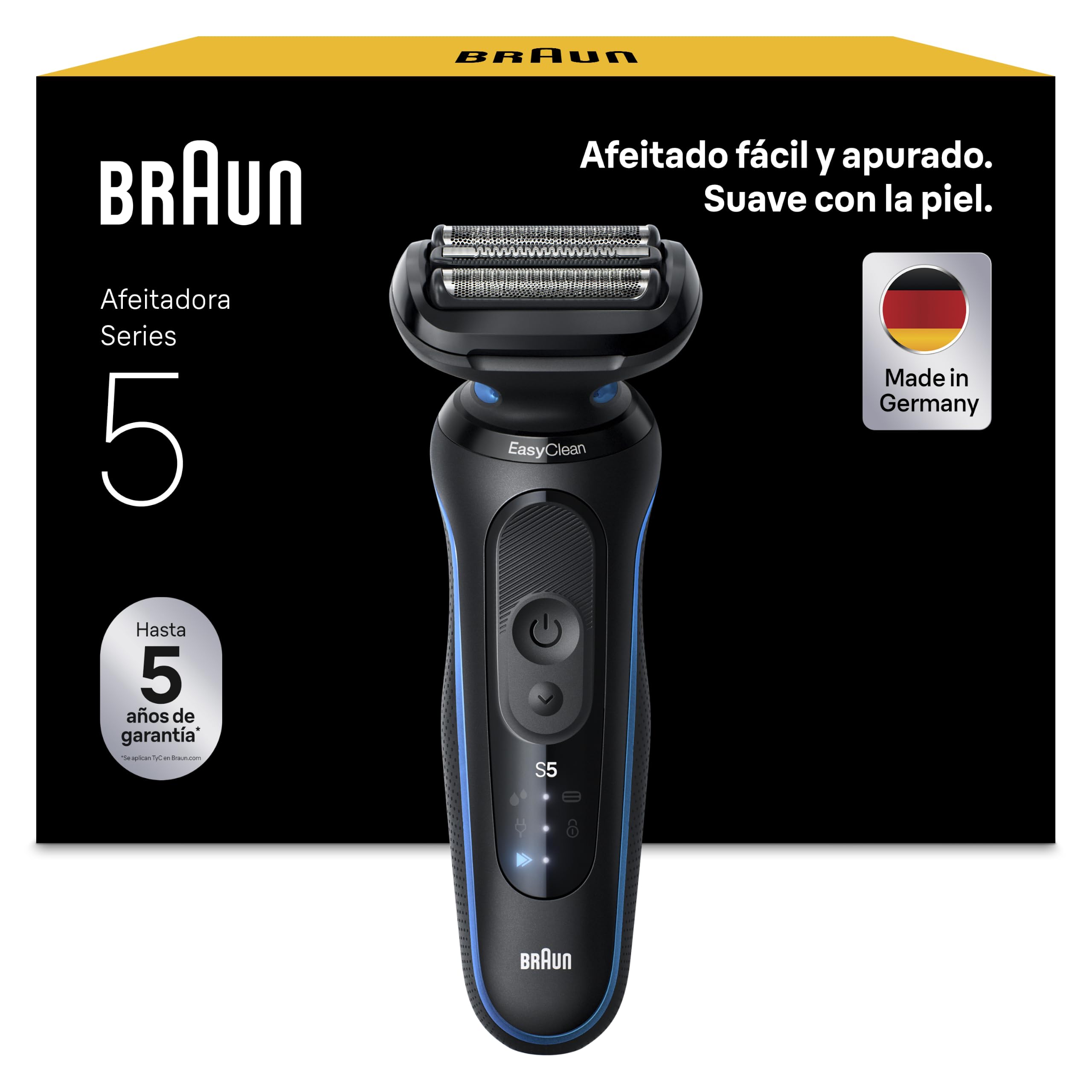 Braun Series 5 Afeitadora Eléctrica Hombre, 51-B1000s, Azul | Máquina de Afeitar Barba con Tecnología Autosense, Resistente al Agua, Recargable, 50 Min de Uso, Inalámbrica GreenCircle Certified: Certified Energy Savings
