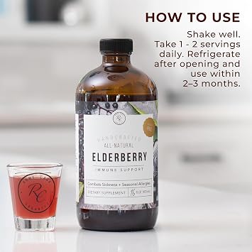 Rowe Casa Organics Honey-Free Elderberry with Antioxidants, Zinc, 16 Fl Oz