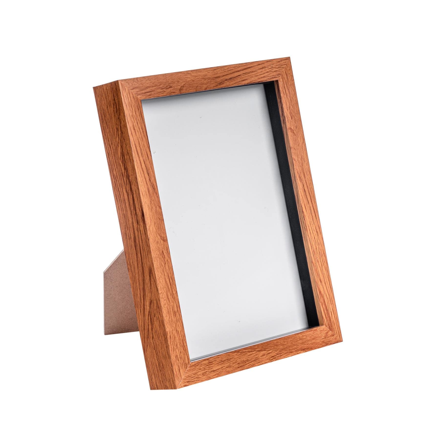 Nicola Spring 3D Shadow Box Photo Frame - A5 (6 x 8") - 3D Photo Frame Picture Frame Memory Box Display Case for Photos, Memorabilia, Artworks, Crafts, Decoration, A5(6x8inch) Dark Wood