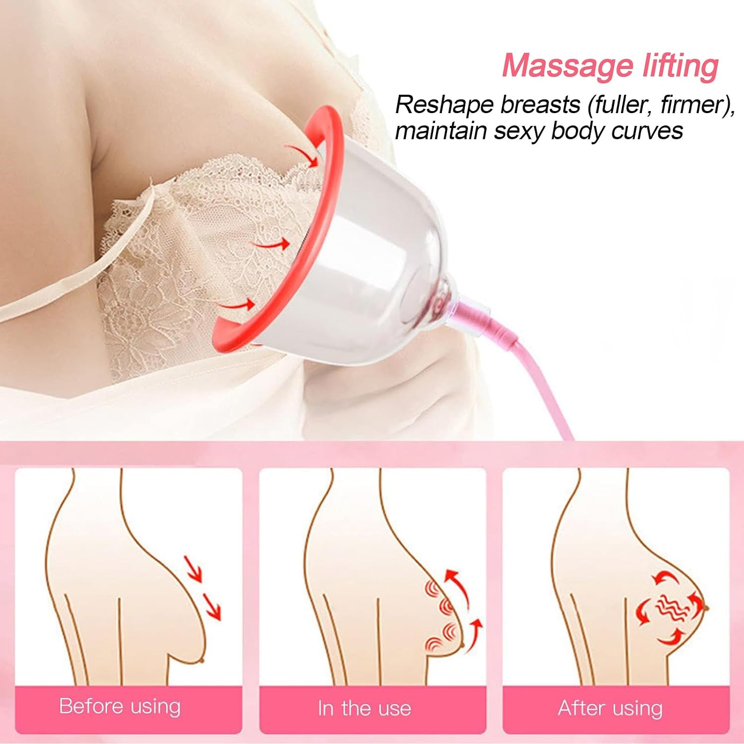 MFMYEE Electric Breast Vacuum Sucker, Double Cups Electric Vacuum Breast Pump, Nipple Suction Pussy Pump Set, Breast Enhancement Massager Device, Breast Stimulator, SM Erotic Sex Toy for Women