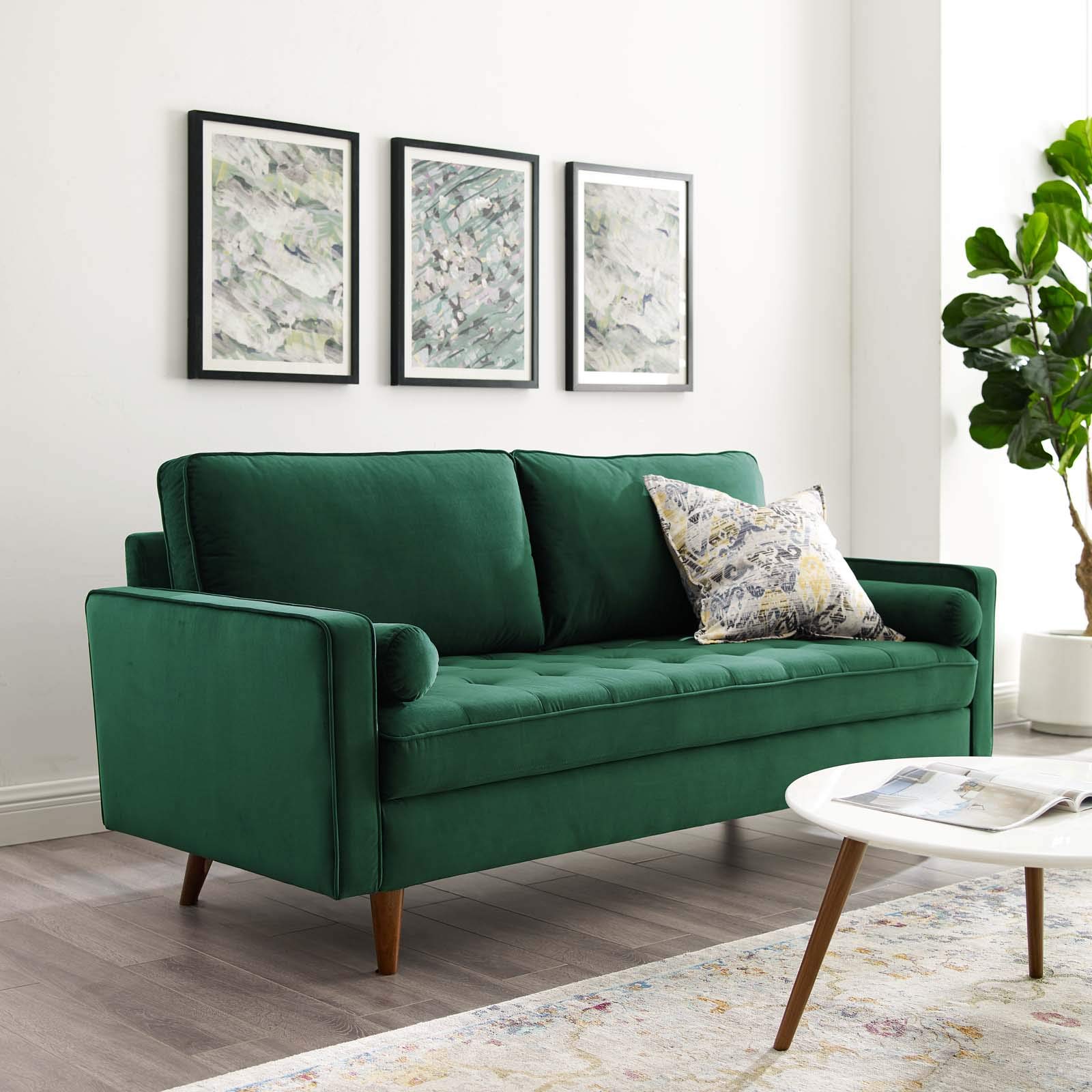 Photo 1 of **DIRT**Modway EEI-3764-GRN Valour Performance Velvet Sofa, Green