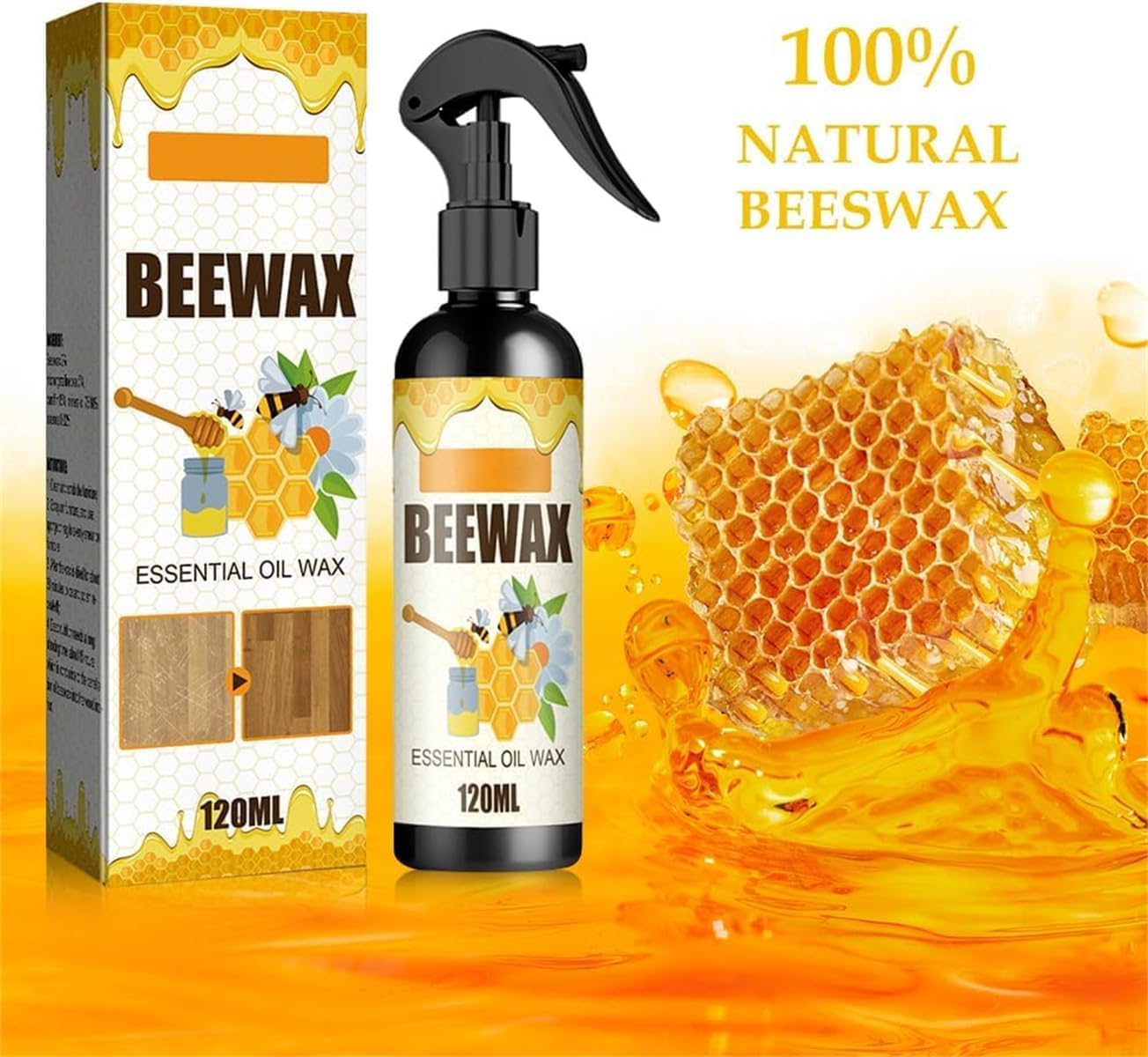 Cera de Abejas Pulimento para Muebles de Madera,2026 Upgrade Multi-Purpose Beeswax Wood Polish for Living Rooms,Kitchens,Wood Furniture Floors (2PCS)