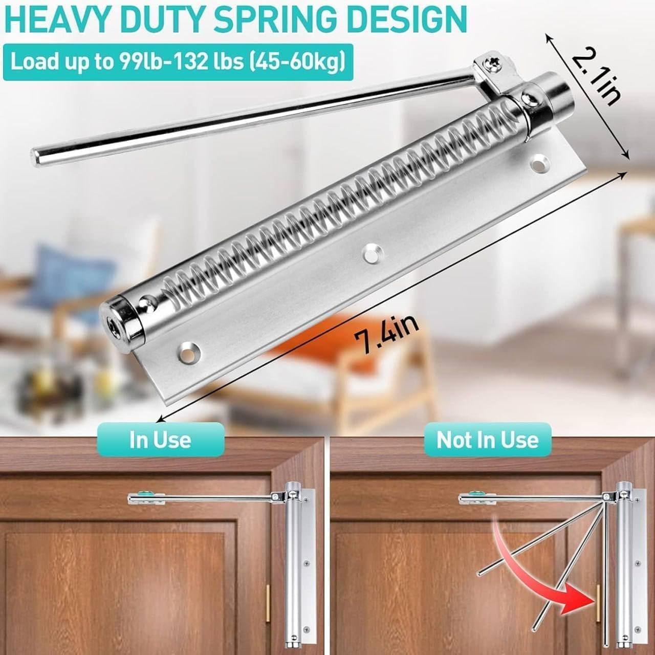 KANVIPRIYA Heavy Duty Hydraulic Door Closer – Adjustable Automatic Door Closing Mechanism for Home, Office & Commercial Use – Stainless Steel Finish 1