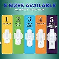 Vista 9 de Always Compresas femeninas de algodón puro para mujer, toallas FlexFoam con alas, talla 4, absorción nocturna, sin perfume, 60