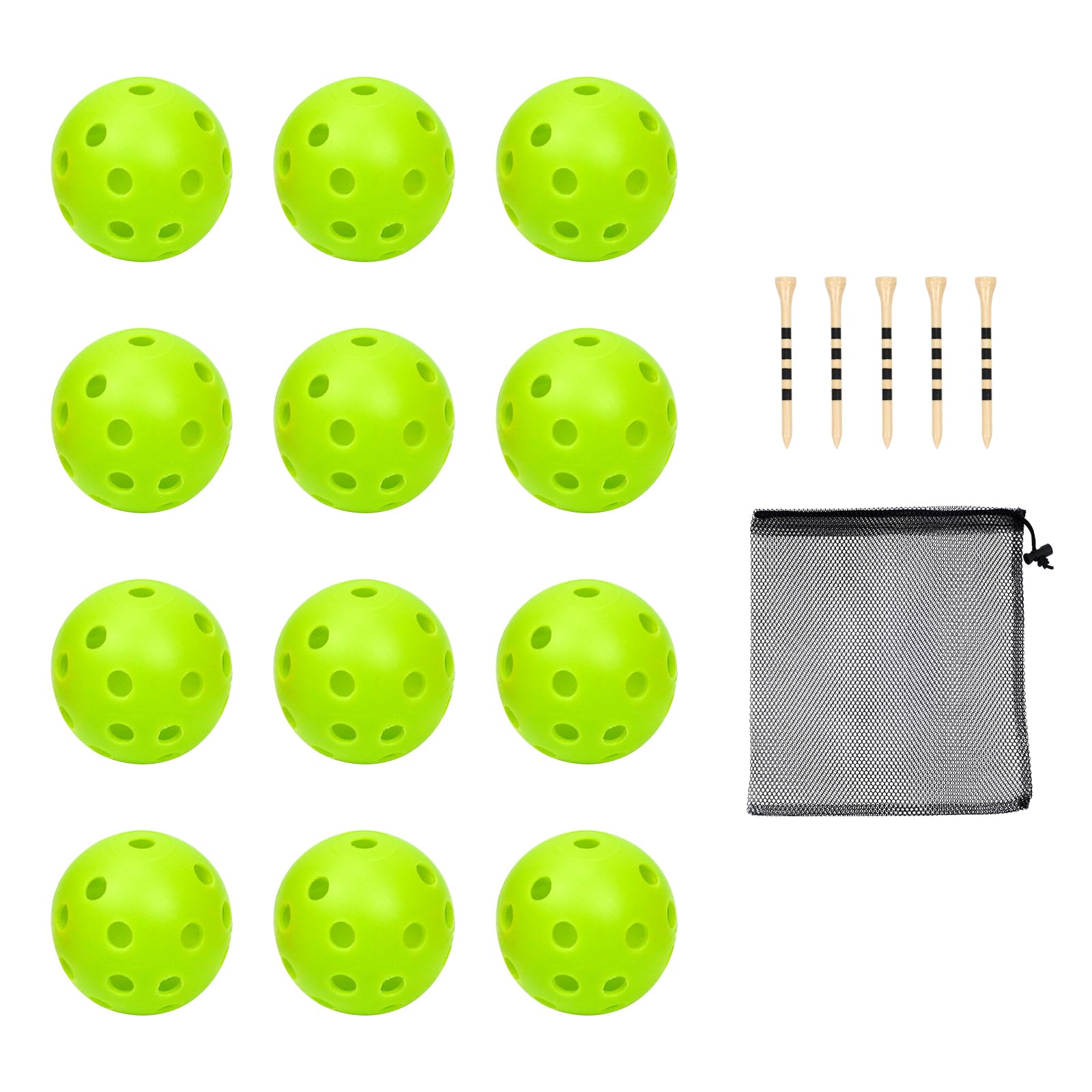 Plastic Golf Balls Practice Limited Flight Golf Training Ball Hollow Swing Practice Indoor Golf Balls with Mesh Drawstring Bag for Backyard Driving