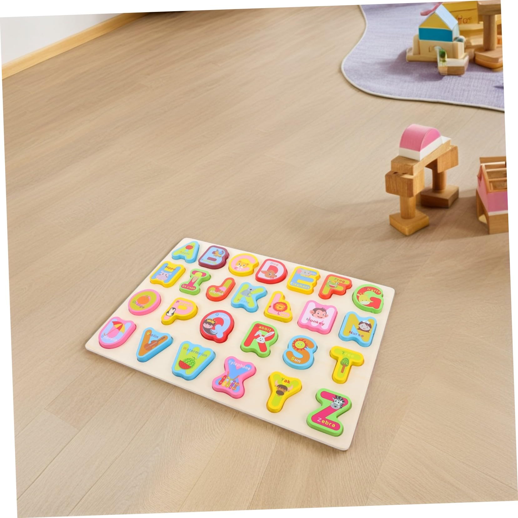 Puzzle in Legno 3 Pezzi per Bambini, Alfabeto Numeri Forme