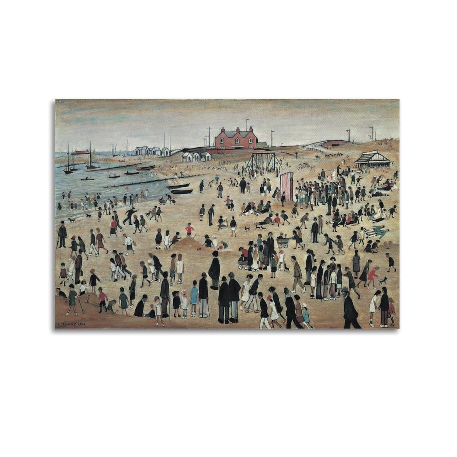KANGZENG L. S. Lowry Painter Works (July, The Seaside) Art Posters Picture Print Wall Art Canvas Decor Homes Decorative 24x36inch(60x90cm)