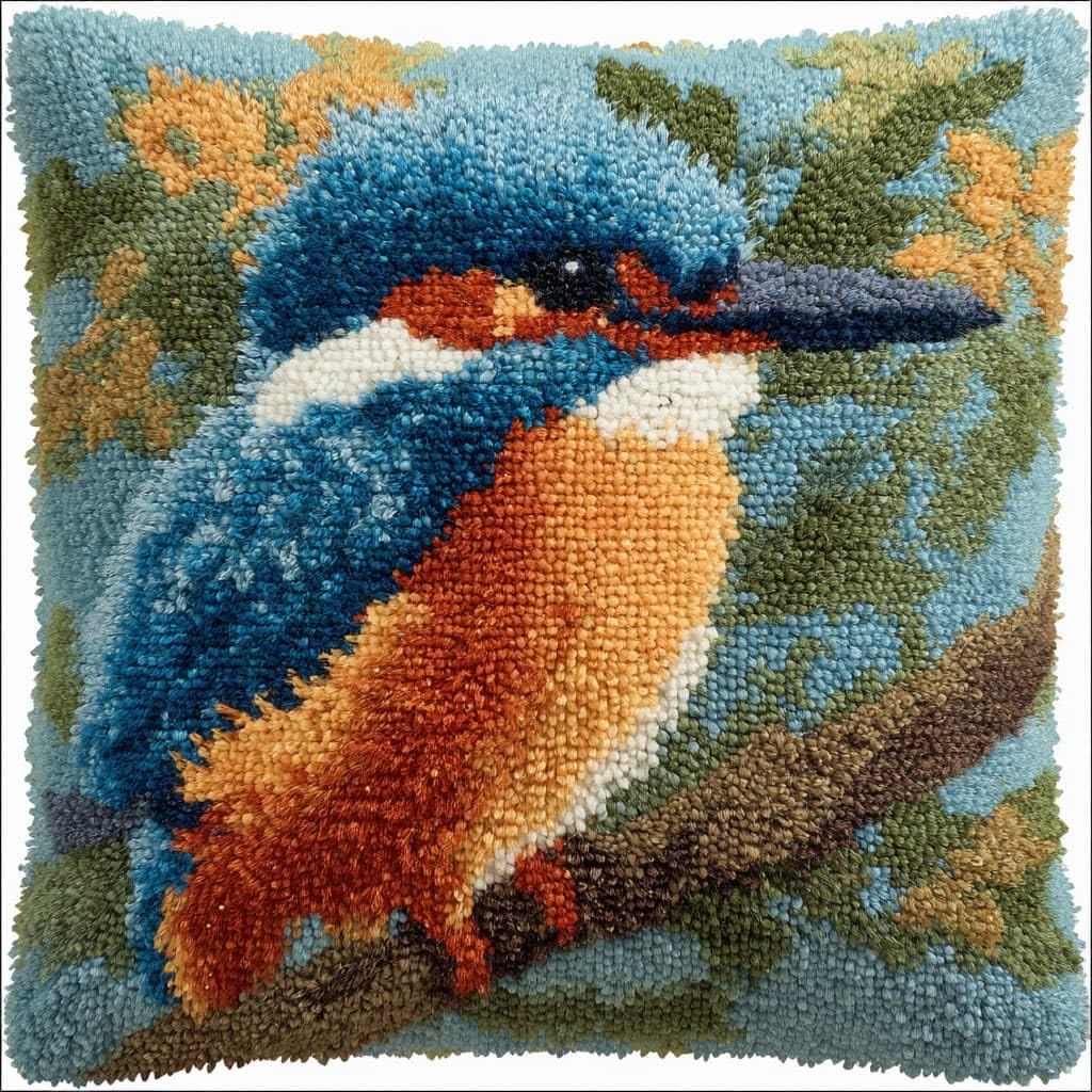 WallustrioaW Latch Hook Pillowcase Embroidery Kit,Animals Birds