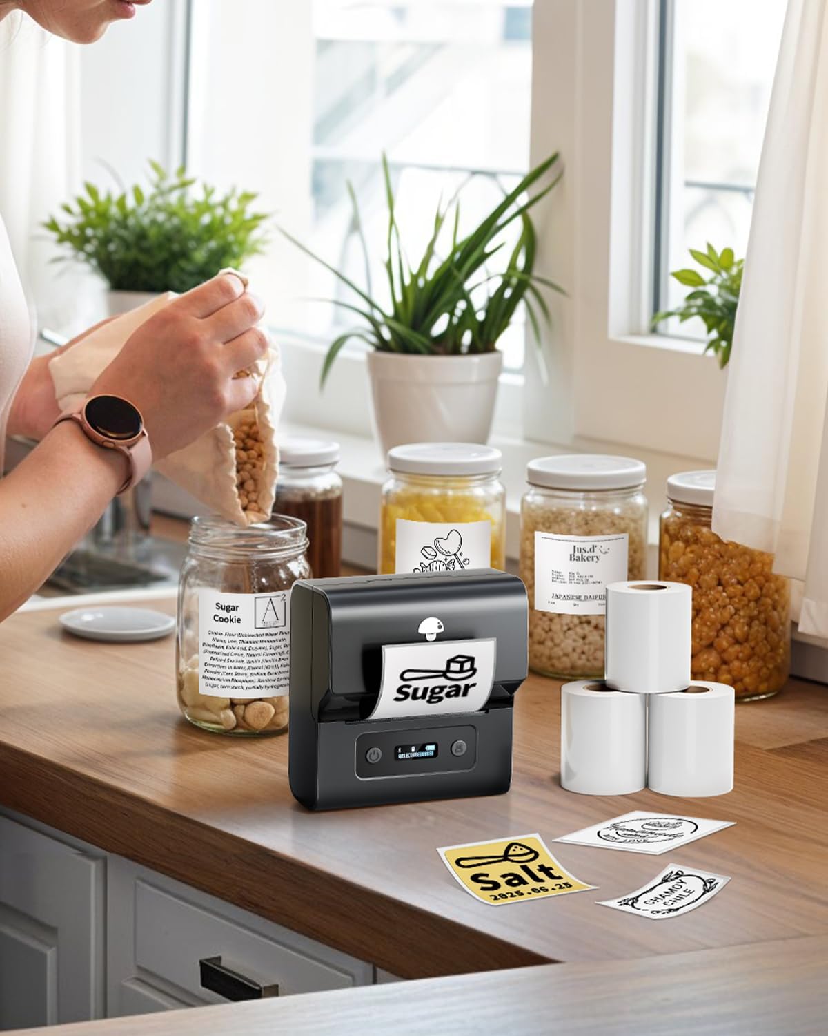 Phomemo M221 printer in a home kitchen setting