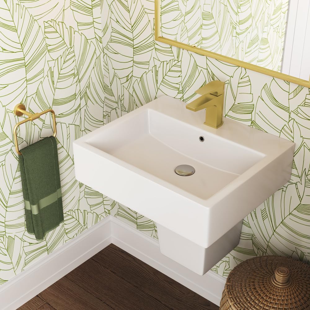 White Ceramic 21" Wall-Mount Bathroom Sink