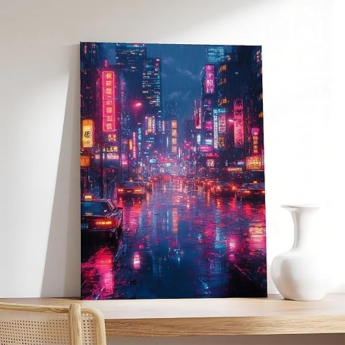 Miniatura 7 de XAHOR Retro Futuristic Neon Cityscape Wall Art  Cyberpunk Home Decor Print Canvas Wall Art Print Poster For Home School Office Decor