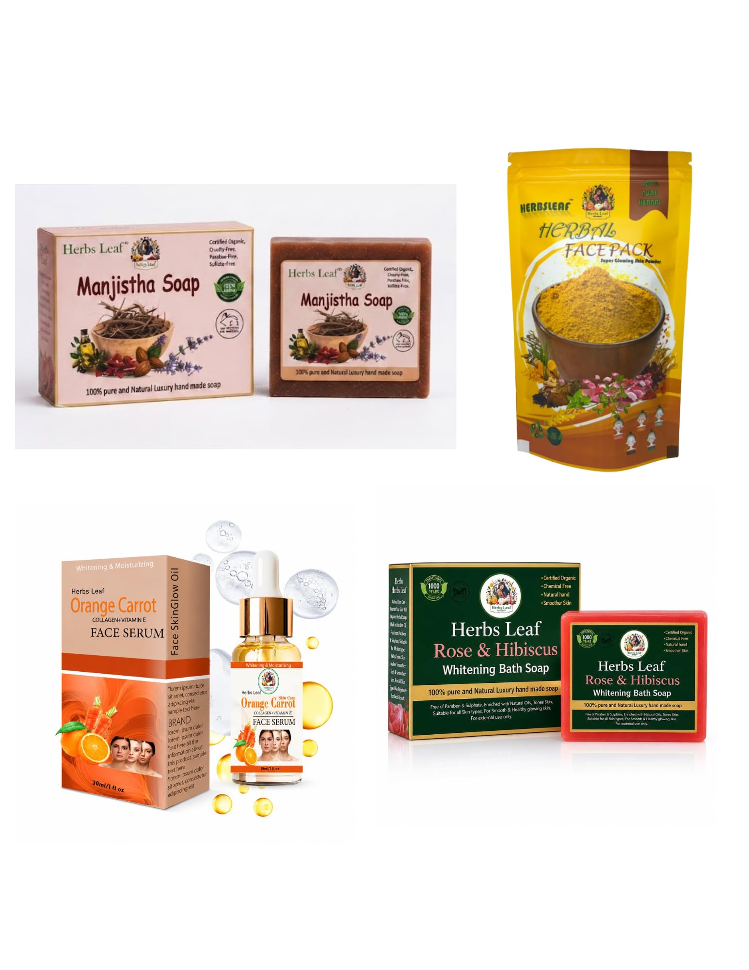 Bridal Glow Combo | Manjistha Soap + Rose & Hibiscus Soap + Nalangu Maavu Face Pack + Vitamin C Face Serum 30ml | Herbal Skin Brightening & Bridal Care Kit | Pack of 4-image-41