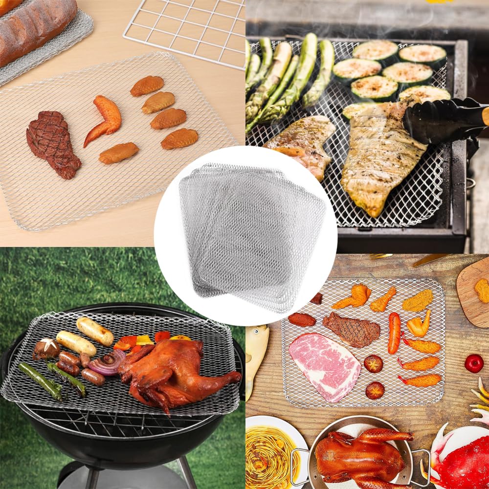 20 piezas de malla de parrilla de barbacoa de 38,8 x 30,5 cm, malla de parrilla de barbacoa, forro de malla duradera para barbacoa, alfombrillas de malla de aluminio para carbón, gas, parrilla