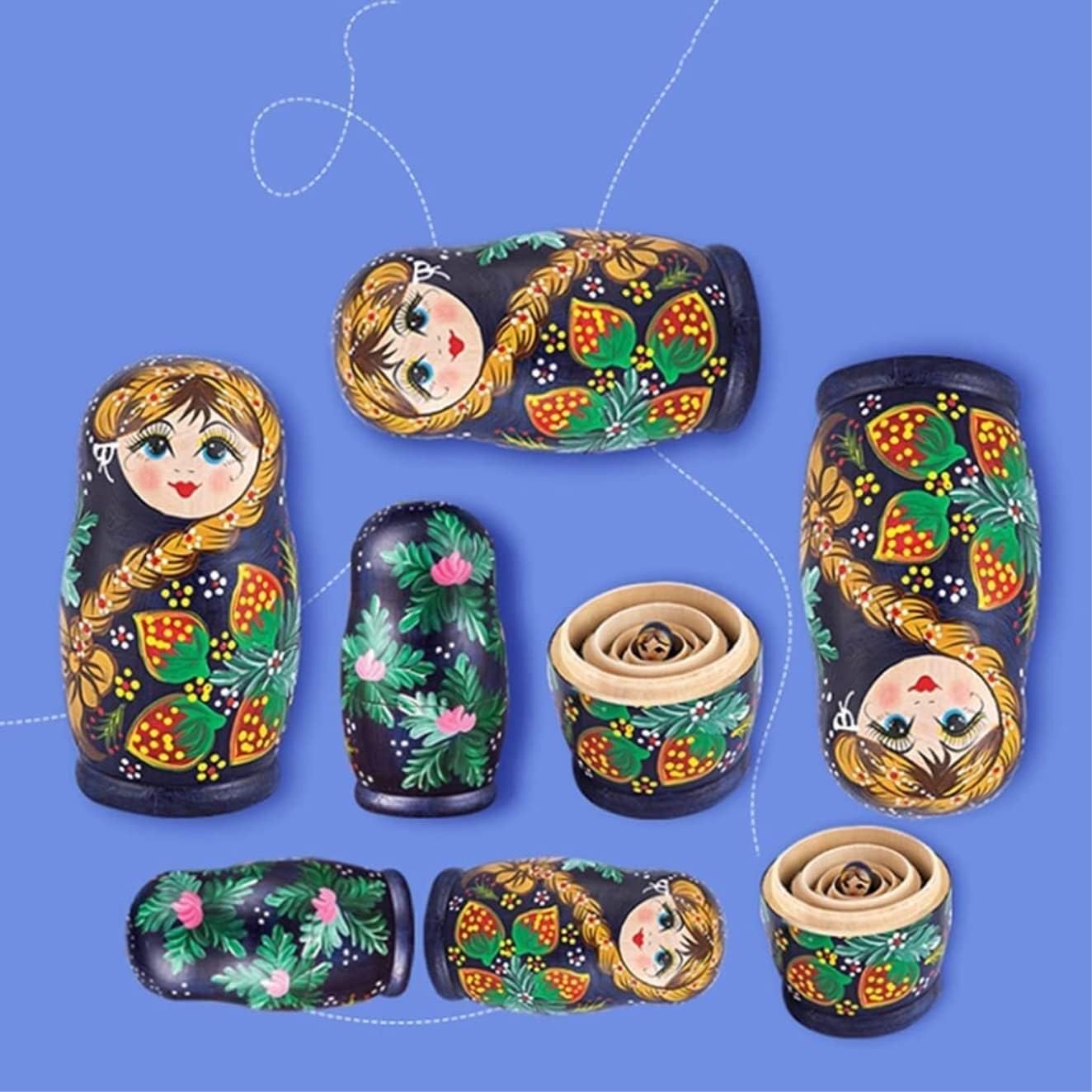 Matryoshka Matryoshka Set 5 Pcs Home Decor Classic Style Nesting Doll Hand Painted Russian Doll Wooden Birthday Gift Creative Toys