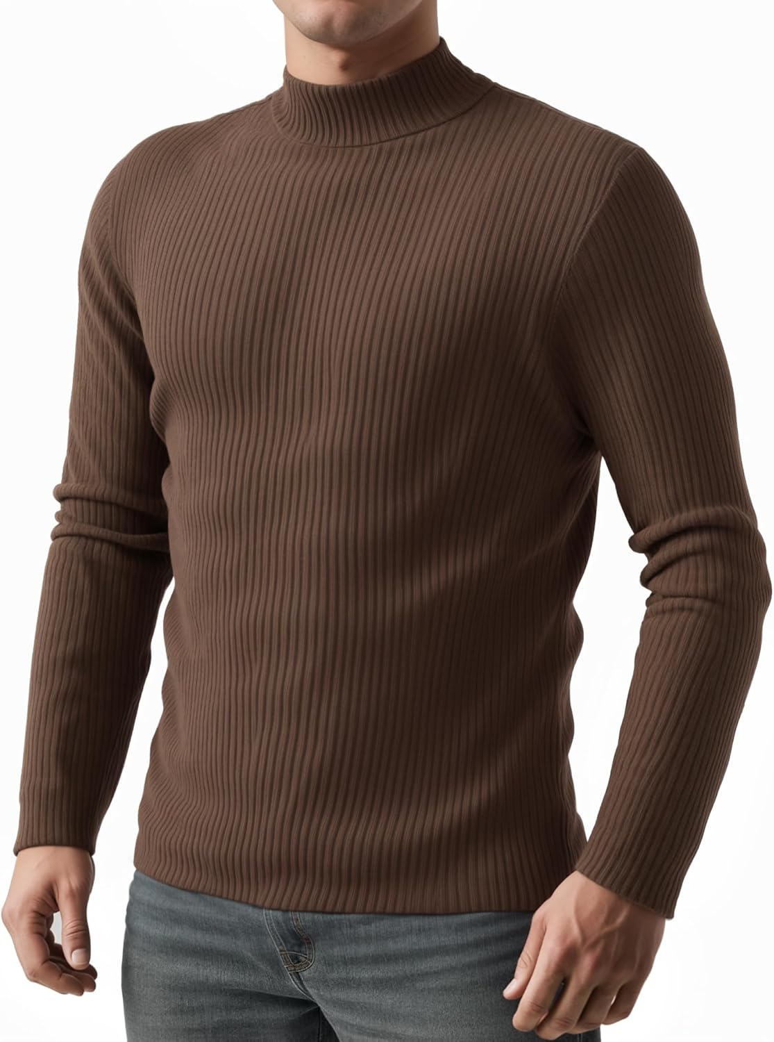 MANGOPOP Men's Mock Turtleneck Shirts Long Sleeve Shirts Pullover Ribbed Sweater Fall Fashion 2025 - Image 2